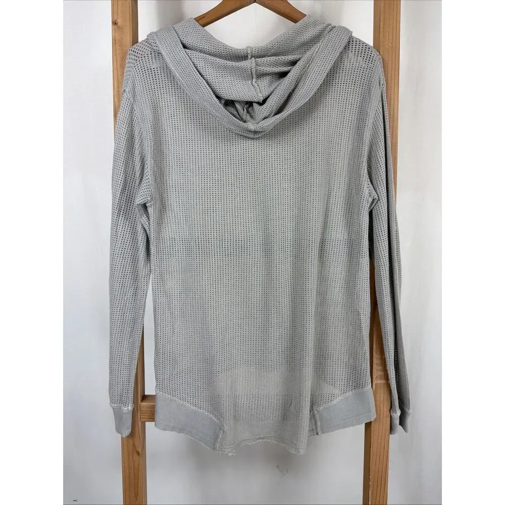 NWT XCVI Wearables Hooded Long Sleeve High Low Hem Mesh Top #1176 Size XS